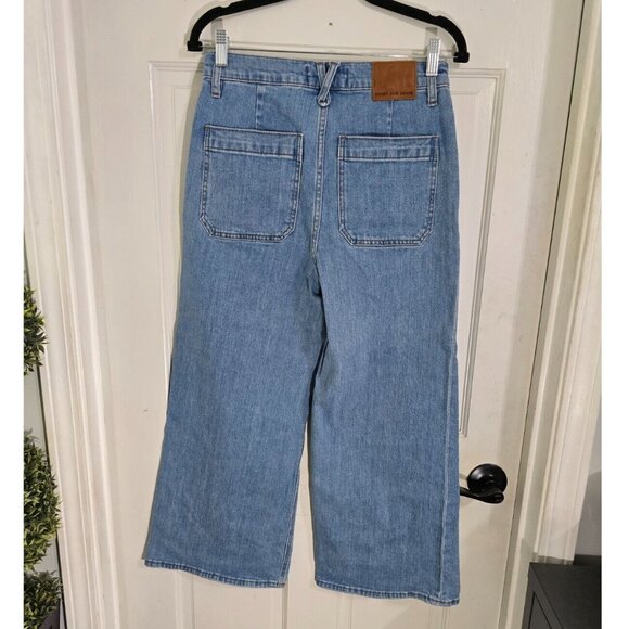 Point Sur Denim Womens Blue Wide Leg Cropped Jeans Pockets Button‎ Fly Size 28 - Picture 4 of 12